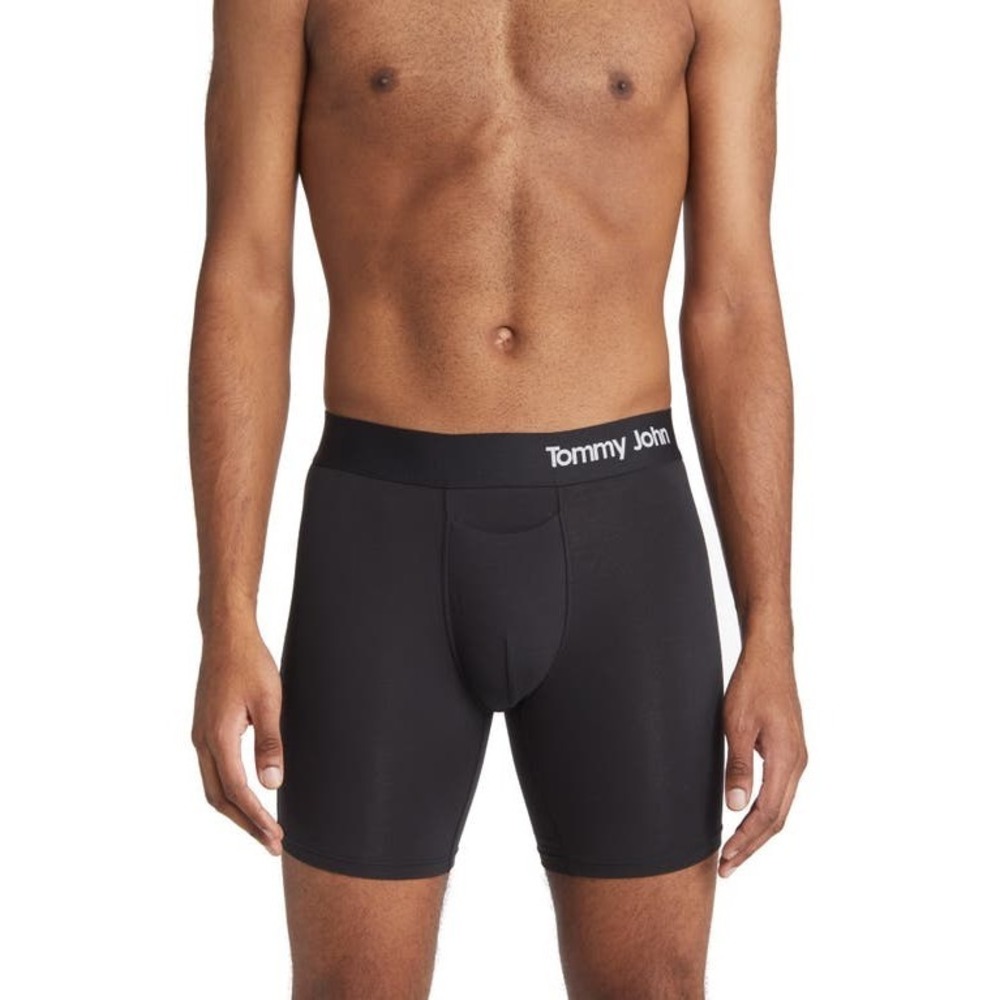 Tommy John Men's Cool Cotton 6" Boxer Brief 2-Pack, Navy/Black, MD